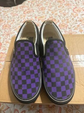 Vans Checkerboard Slip-On Loafers - Purple & Black
